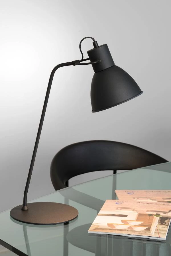 Lucide SHADI - Lampe de bureau - Ø 20 cm - 1xE14 - Noir - ambiance 1